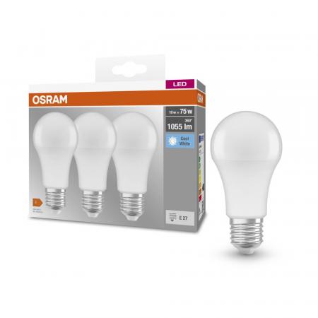 3er-Set Osram E27 LED Glühbirne BASE 10.5W wie 75W Neutralweißes Licht